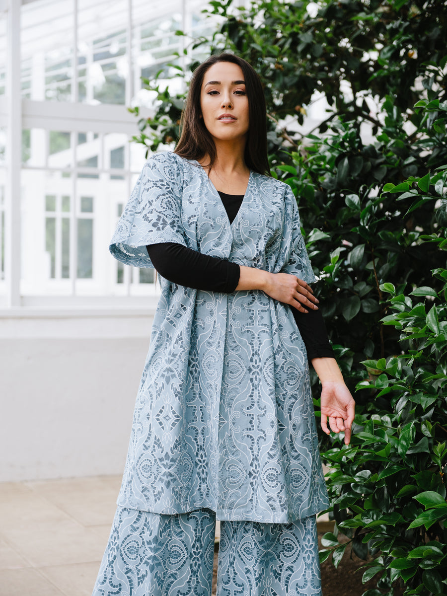 BLOOM '23 Co-ord Set Powder Blue Cape with Pockets