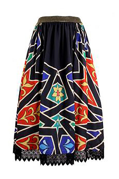 Chenille boutique printed midi puffy skirt | Tulle skirt | Black designer fluffy skirt