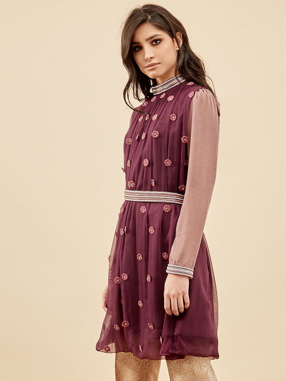 hand embroidery dress designs 2018 La MosaiKa - Hand Embroidered Chiffon Dress | Modern Modest Dress Chenille Boutique