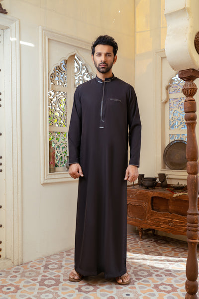 Black Summer Thobe | Black Designer Thobe Jubba | Modern Islamic Clothing