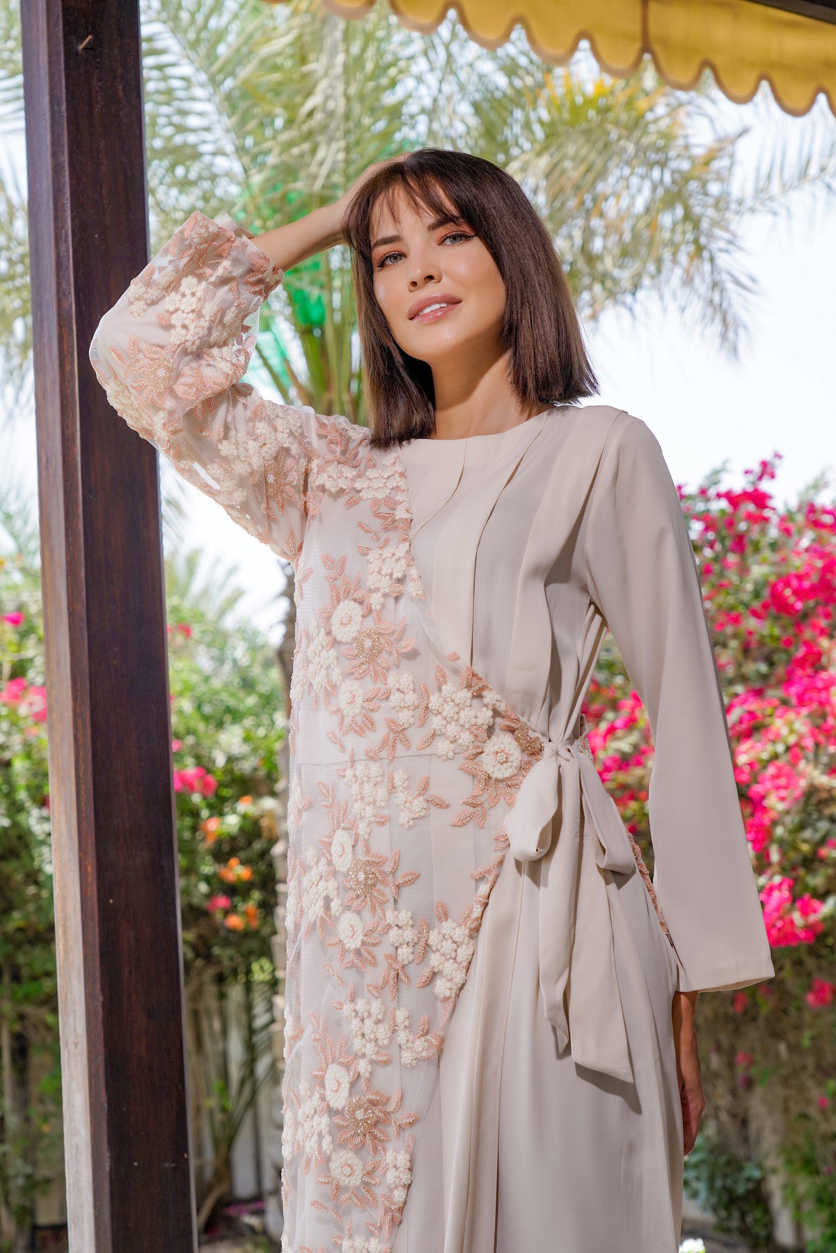 2021 Cream Wrap Dress | Long Modest White Coffee Dress with a Lace Lay Chenille Boutique - DESIGNER FASHION HOUSE 2021 Cream Wrap Dress | Long Modest White Coffee Dress with a Lace Lay Chenille Boutique - DESIGNER FASHION HOUSE
