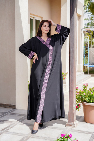 Black 'V' Neck Abaya Dress, Plus Size Abaya Dress