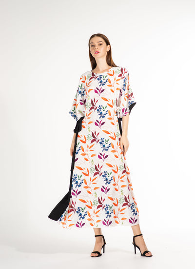 Long Printed Modest Kaftan Dress for Spring & Summer, Free size Kaftan