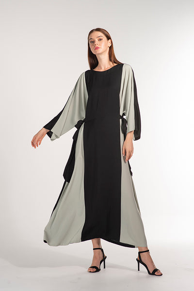 Black & Mint Crape Kaftan Dress, Free size Kaftan Dress, Plus size Kaftan Dress 