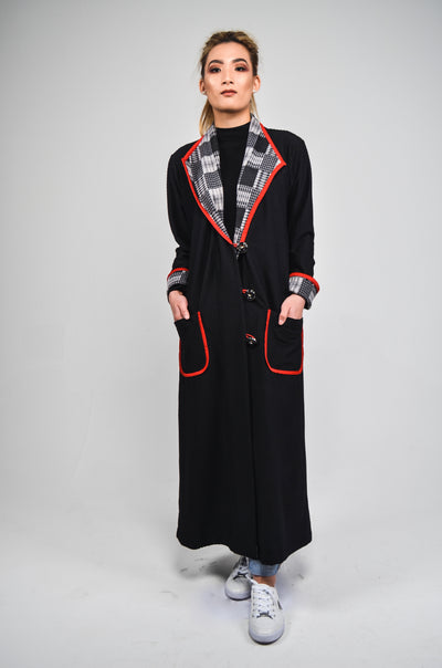 Black coatigan - high end modest fashion | Long Winter Open AbayaCape 
