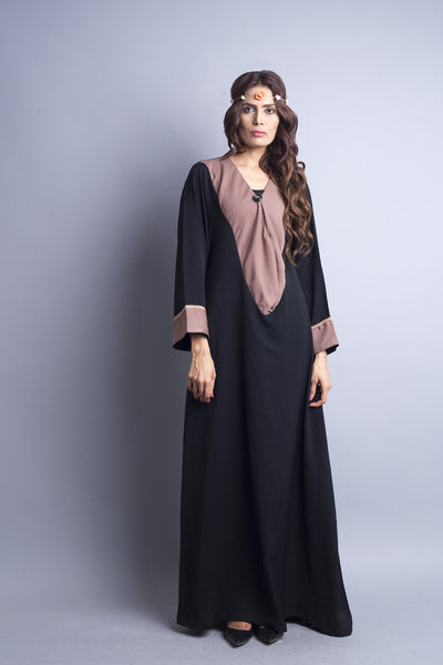 Chenille boutique casual abaya pink drape collar | long modest dress