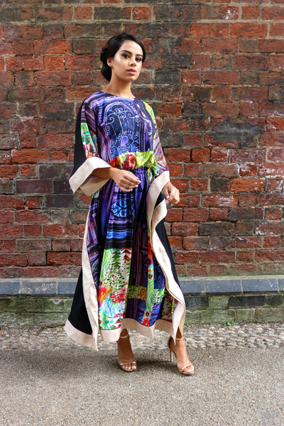 Pre-Fall Printed 'BLOOM' Kaftan | Long Modest Kaftan Dress Free Size | Designer Fashion